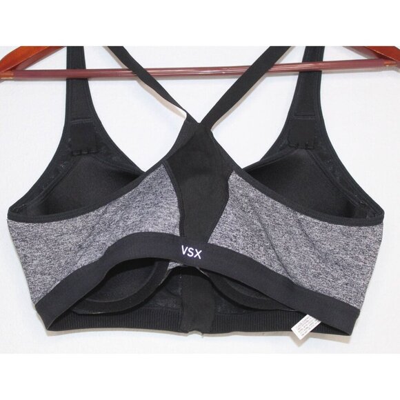 VSX Victoria's Secret Sport Bra 38C Black Heather Zipper Front Padded Underwire - Picture 3 of 13